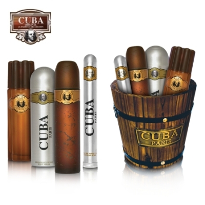 Cuba Gold - Cuba Geschenk-Set 5-teilig fur Herren, Eau de Parfum 35 ml, Eau de Toilette 100 ml, Deodorant 200 ml, After Shave 100 ml, Holzeimer