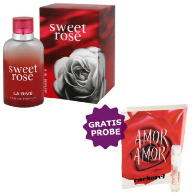 La Rive Sweet Rose - Eau de Parfum 90 ml, Probe Cacharel Amor