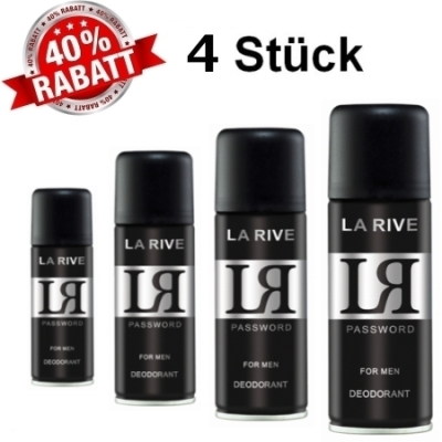 La Rive LR Password - Deodorant Spray fur Herren 150 ml, 4 Stuck